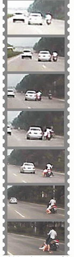 張先生的行車記錄儀拍下的事發(fā)過程。視頻截圖