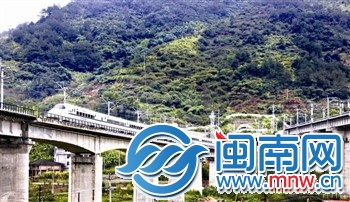 “三縱六橫九環(huán)”鐵路網(wǎng)，提升了福建速度；圖為動(dòng)車