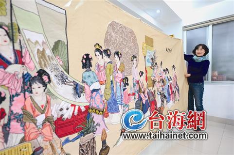 巨幅《琴棋書(shū)畫(huà)》十字繡作品