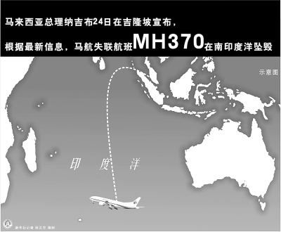 馬來(lái)西亞總理說(shuō)MH370航班在南印度洋墜毀1