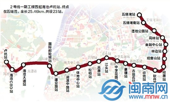 廈門軌道交通2號(hào)線示意圖
