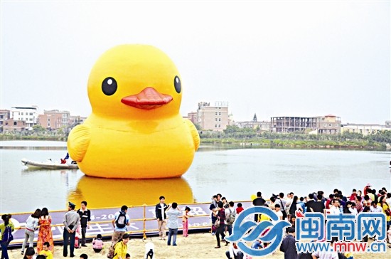 憨態(tài)可掬的大黃鴨，讓參觀的人仿佛回到童年