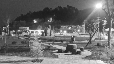 夜晚中的大眉村生態(tài)濕地公園。（大眉村村民蘇海霞供