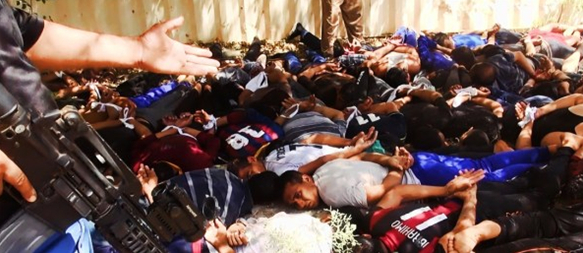 士兵手指被處決的被俘伊拉克安全部隊士兵。