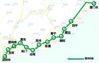 廈深鐵路線路圖